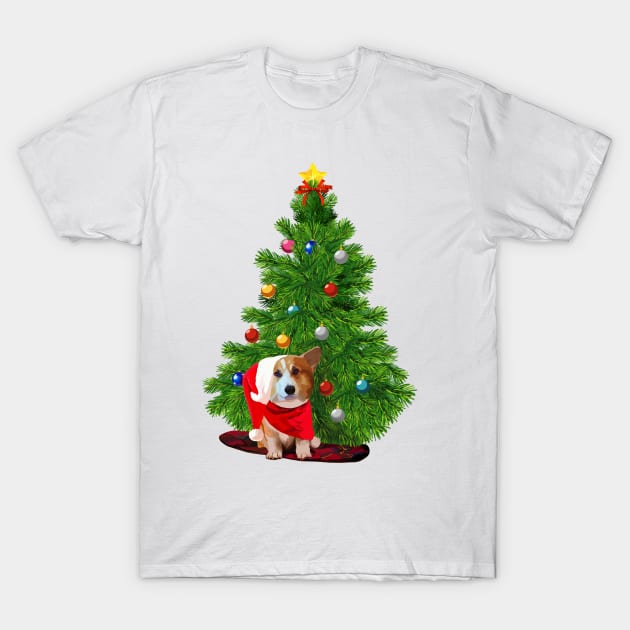 Corgi and Christmas T-Shirt by Ocennyy